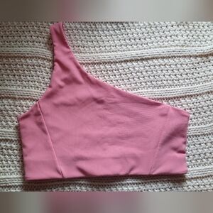 Wilo The Label One-Shoulder Pink Sports Bra Size Large!